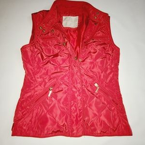 Zara basics red quilted vest zip up